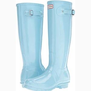 Blue Tall Glossy Hunter Boots